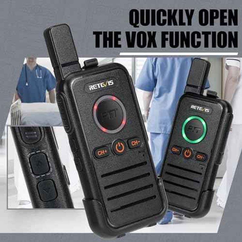 Retevis RB45 Walkie Talkies 8 Pack,Rechargeable Long Range Two Way Radio,Dual PTT,Indicator,Loud Sound,Mini,Wearable Small Walkie Talkie for Seniors Adults Elderly Healthcare Hospital Nursing Home
