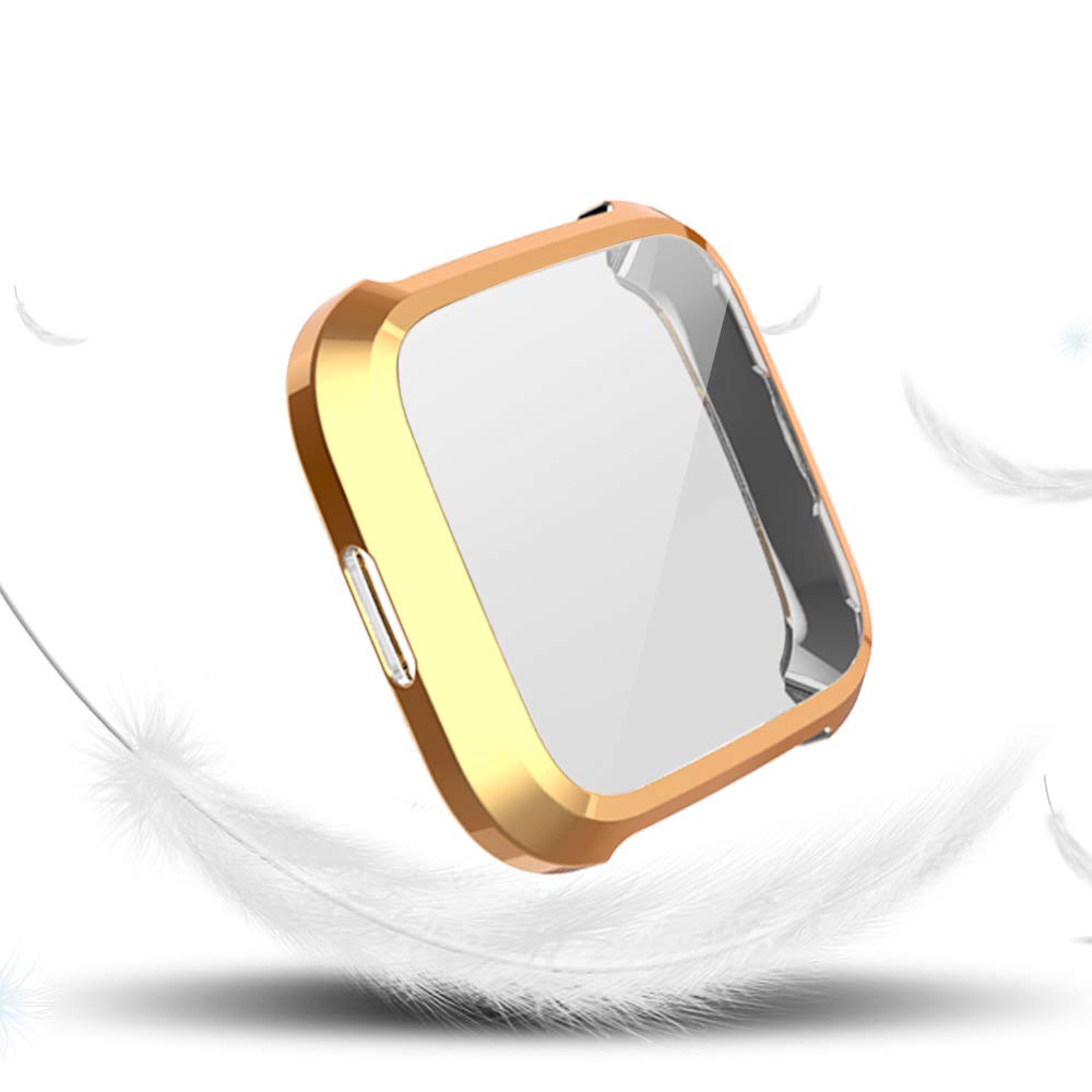 [8-Pack] Screen Protector Case Compatible with Fitbit Versa Lite,All-Around Ultra Slim Soft TPU Plated Cover Scratch-Proof Protective Bumper Shell (8 Colors, Versa lite)