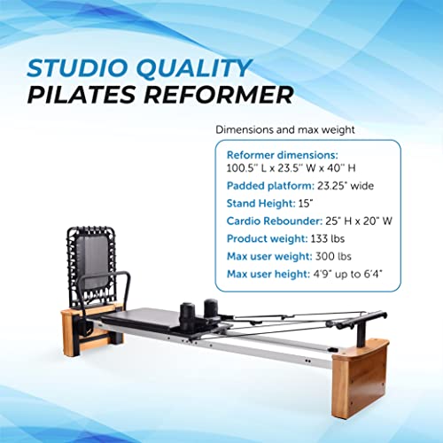 Stamina Whole Body Resistance Padded Pilates Reformer Workout System with 4 Intensity Bands for At Home Workouts, Black