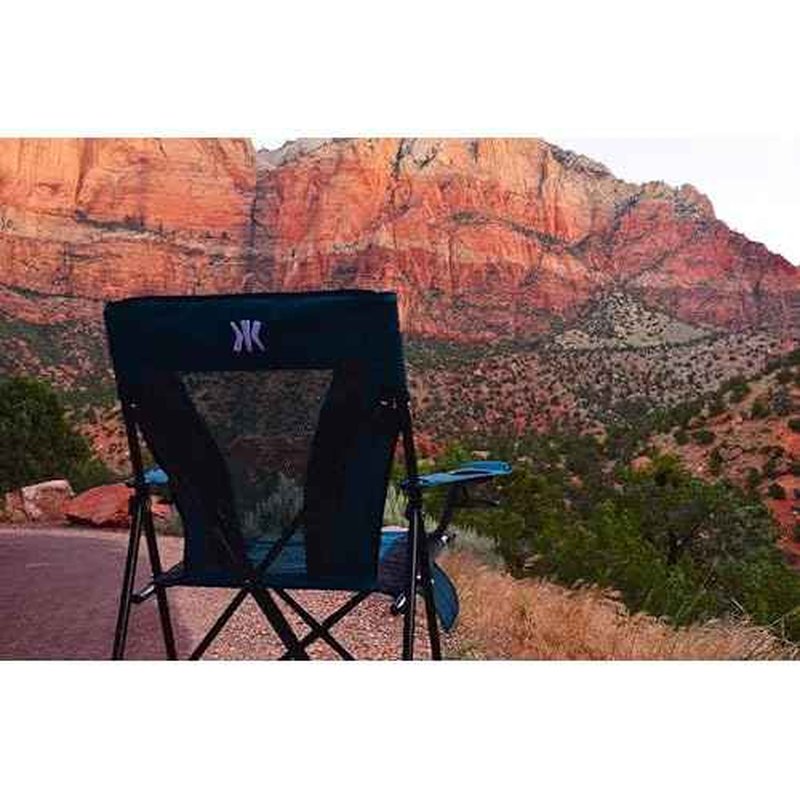 Kijaro Dual Lock Folding Camp Chair - Versatile Sports Chair With Locks Position for Outdoors - Cayman Blue Iguana
