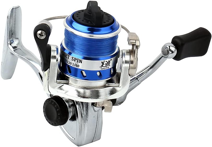 Mini Compact Metal Fishing Reel - Blue Pocket Spinning Wheel for Freshwater & Ice Fishing