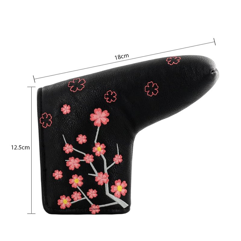 PINMEI Golf headcovers Flower Blade Putter Head Covers with Magnet Magnetic Closure Golf Putters Protection Suitable for Callaway Ping Taylormade Cobra Odyssey Putter (Sakura Black)