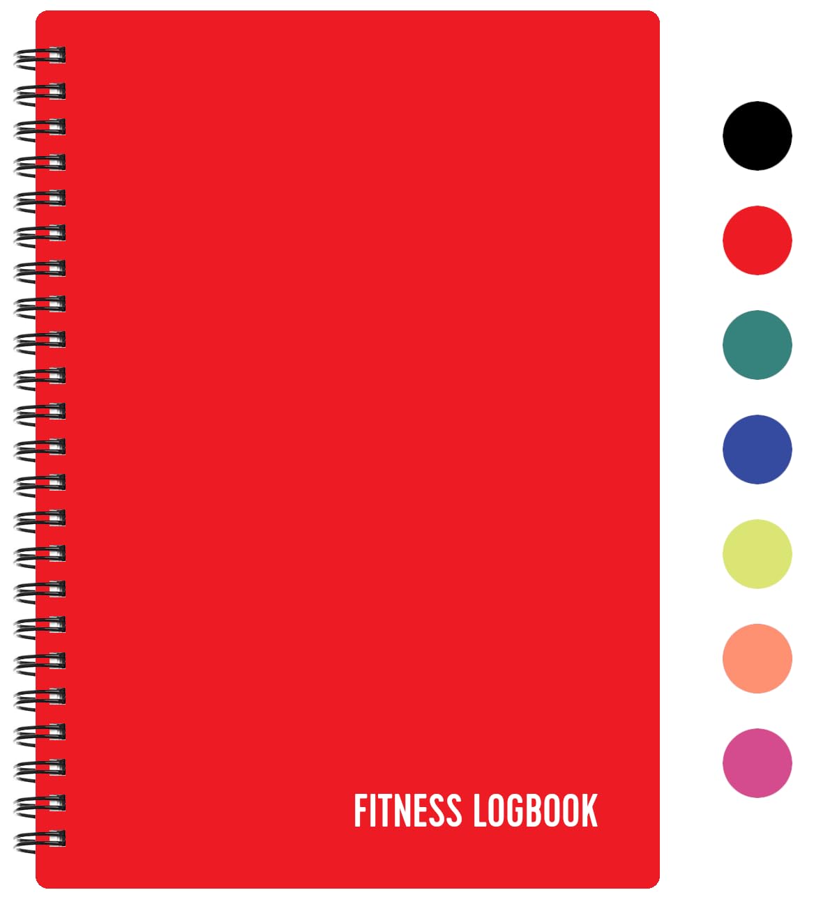 Fitness Logbook (Red) - A5 Undated Workout Journal For Men & Women - Plastic Cover & Thick Paper - Planner Log Book To Track Weight Loss, Muscle Gain, Gym Exercise, Bodybuilding Progress