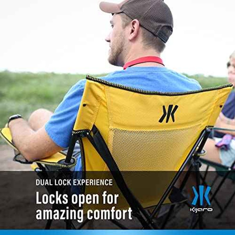 Kijaro Enjoy Versatile Folding Sports, Outdoor Chair & Lawn Chair, Dual Lock Feature, Destination Print - Victoria Desert Orange