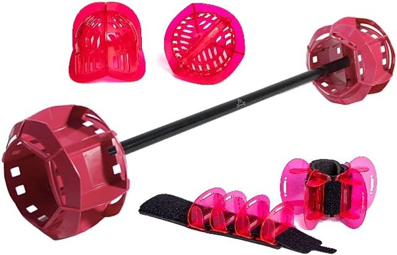Hydrorevolution Ultimate Pool Exercise Bundle - Medium Resistance Water Weights & Aqualogix Fins | Pink Bells & Barbell Set