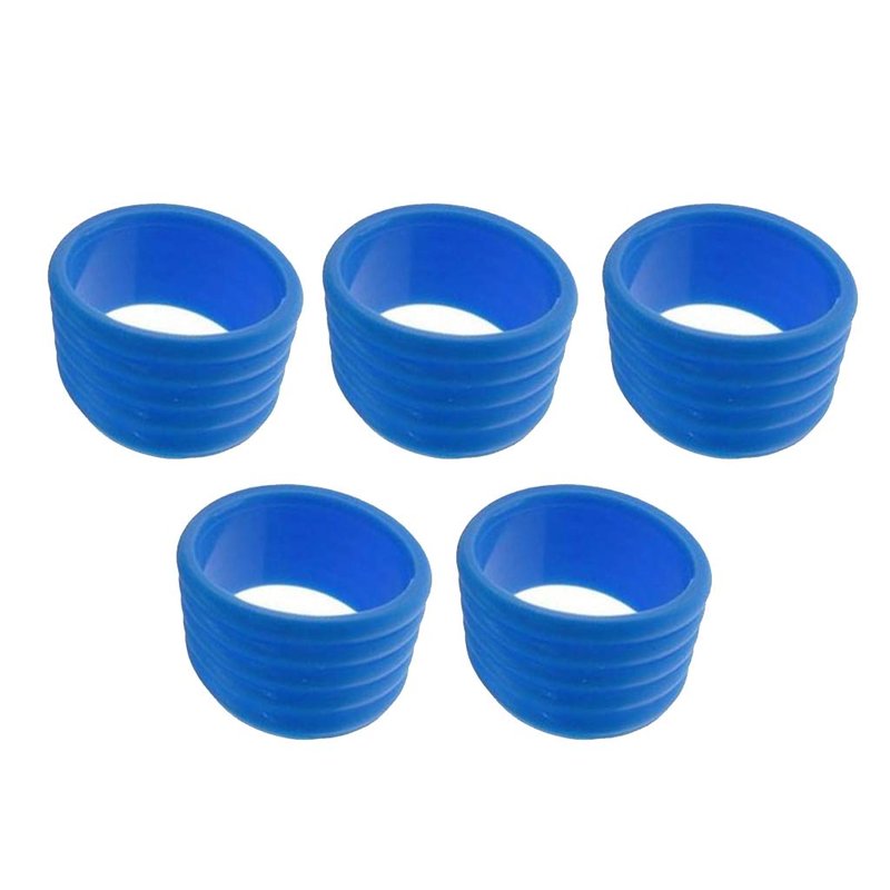 Slybar 5Pcs Tennis Racket Handle Rubber Ring Stretchy Tennis Racquet Band Overgrips, Yellow/Red/Bllue/Pink/Black, Blue