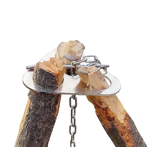 Camping Tripod Board£¬Turn Branches into Campfire Tripod £¬Stainless Steel Campfire Support Plate with Adjustable Chain for Hanging Cookware,Portable Camping Gear (Standard)