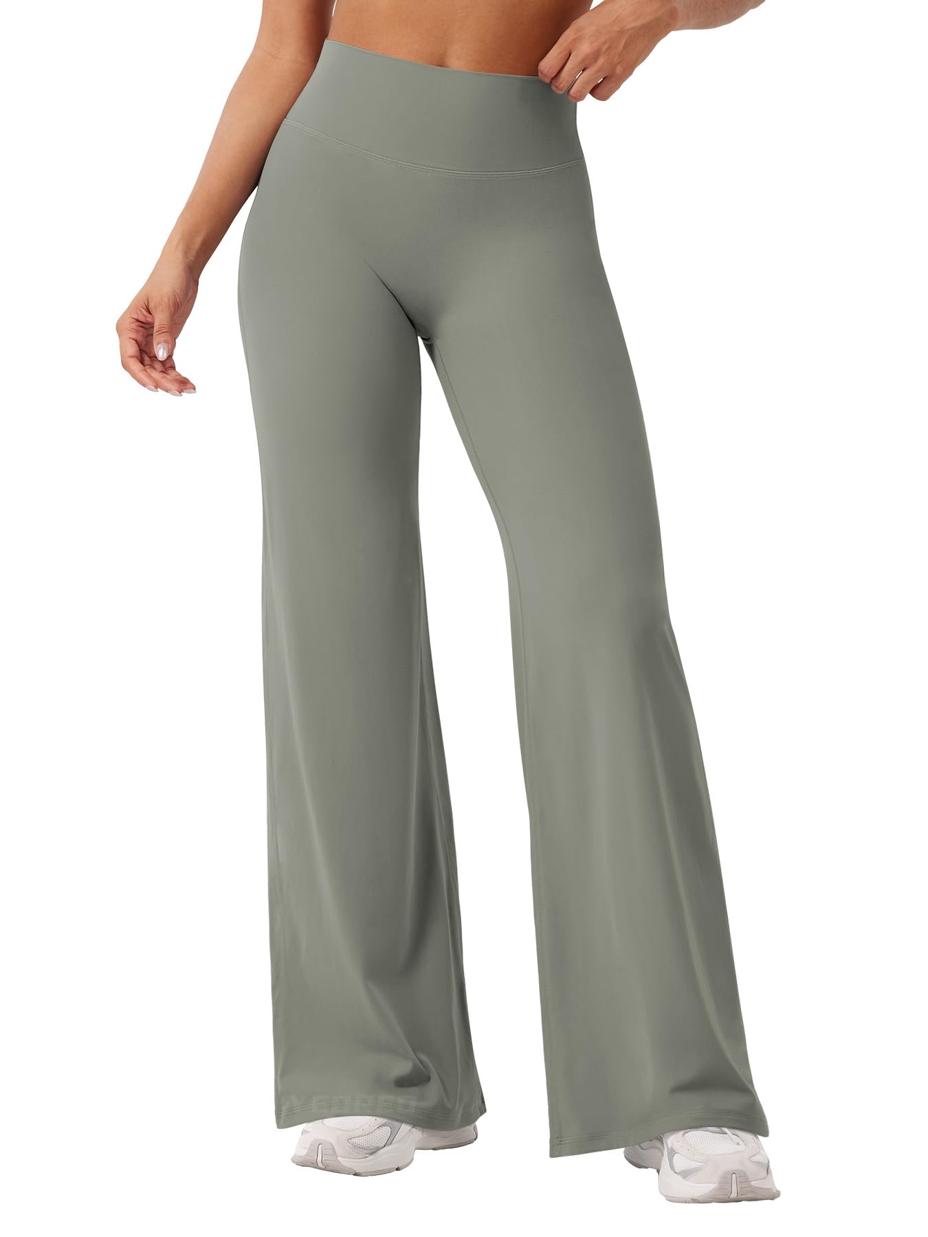 YEOREO Workout Leggings Womens No Front Seam Straight Leggings 31.5" High Waist Buttery Eddiy Gym Yoga Pants Gray Green XXL