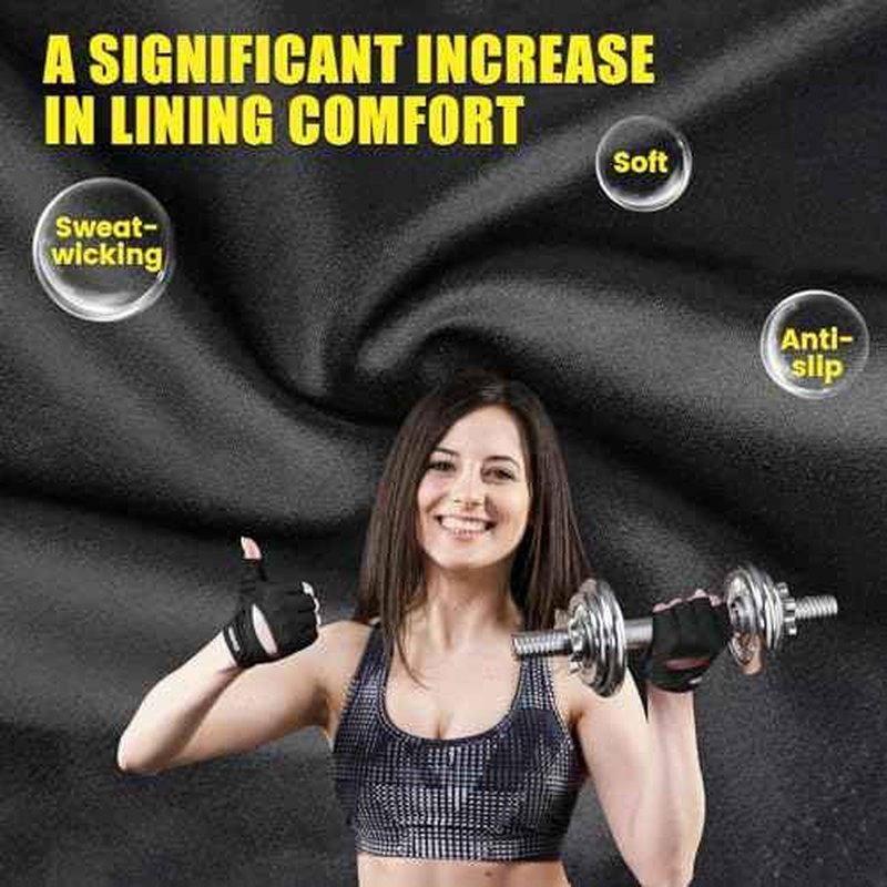 Ventilated Weight Lifting Gloves, Thick Padded Workout Gym Gloves with Full Palm Protection & Grip & Shock Absorption for Women & Men's Fitness Exercise Training