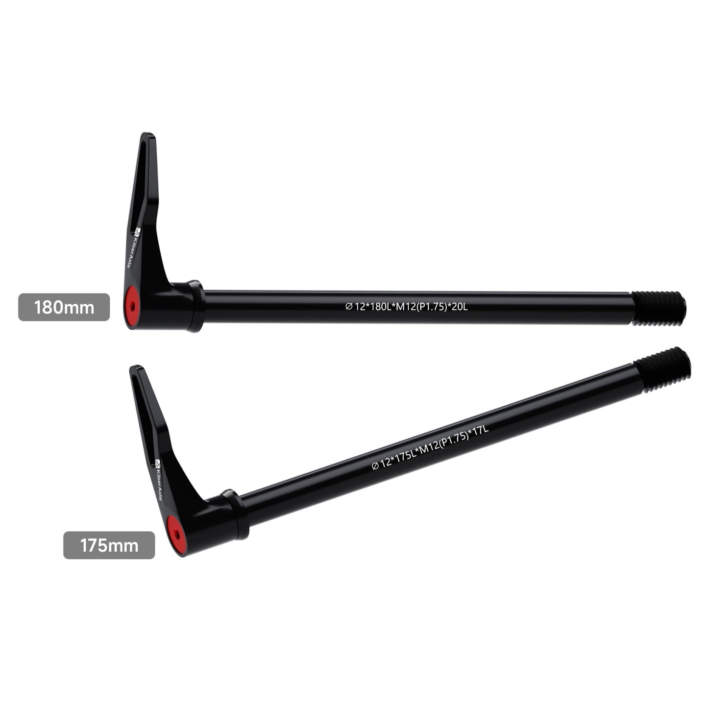 KiberAxle 12mm Quick Release Thru Axles for Bike Forks and Rear Shock, Mountain and Road Bike Aluminum Alloy Hubs Adapter Axle with Adjustable Revolve Handle, Thread Pitch: 1.75 mm/Length: 180mm