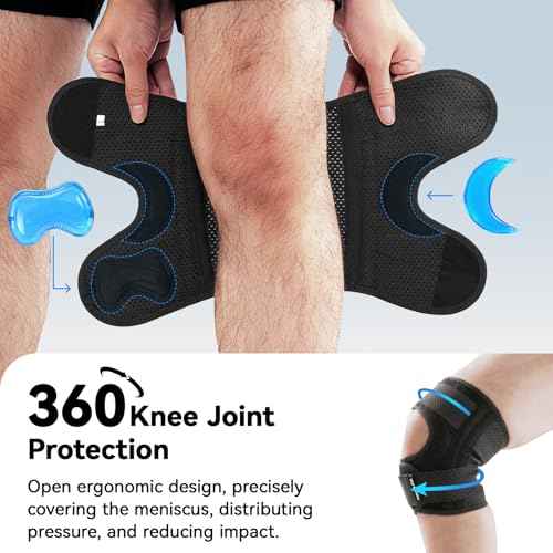 Knee Brace with Side Stabilizers for Women & Men, Adjustable Knee Support for Knee Pain Relief, Meniscus Tear, Arthritis, Tendonitis, ACL, MCL and Sports Injuries (Large)