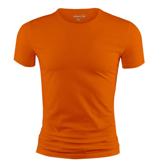 InleaderStyle Men's Workout Shirts Short Sleeve Gym Fitness Active Athletic T-Shirts - Orange-L