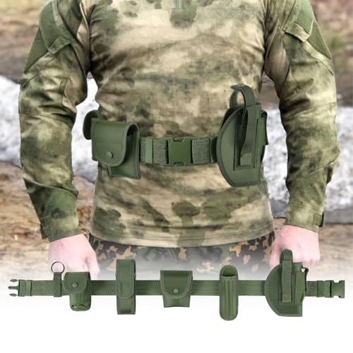 abcGoodefg 6 in 1 Black Utility Belt Tactical Police Belts with Pouch Men/Women Security Belt Law Enforcement Duty Belt Costume Belt (6 PCS, Black)