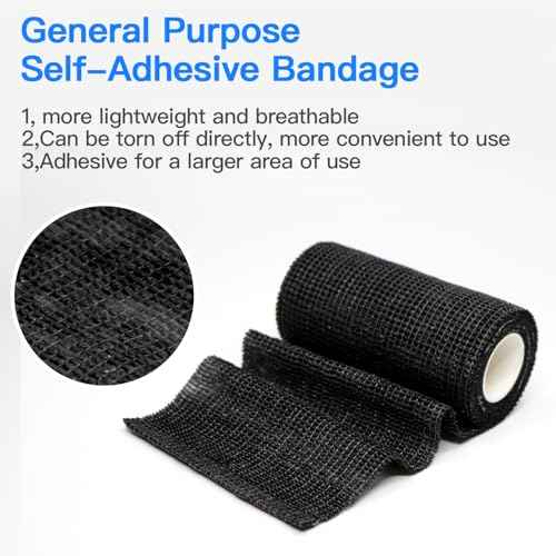 OZER 12 Pack 4 Inch x 5 Yards Self Adhesive Bandage Breathable Cohesive Bandage Wrap Rolls Elastic Self-Adherent Tape for Stretch Athletic,Sports,Wrist, Ankle