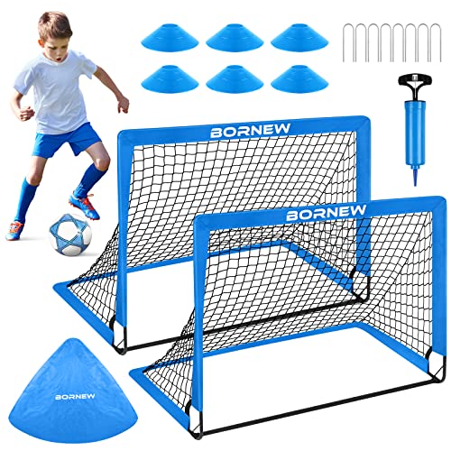 Kids Soccer Goal for Backyard Set - 2 Set of 6X4 / 4X3 ft Toddler Soccer Nets Training Equipment, Soccer Ball, Pop Up Portable Soccer Set for Kids and Youth Games and Training Goals