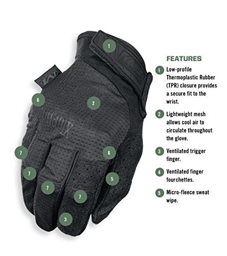 Mechanix Wear: Tactical Specialty Vent Tactical Gloves, Touch Capable, High Dexterity, Gloves for Airsoft, Paintball, and Field Work, Work Gloves for Men (Black, XX-Large)