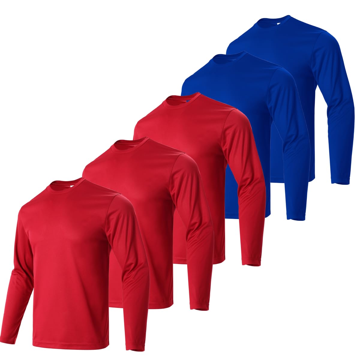 Yasumond UPF50+ T-Shirts Pack Breathable Quick Dry Athletic Classic Long Sleeve Crew Neck Sun Protection Tee Shirt for Men