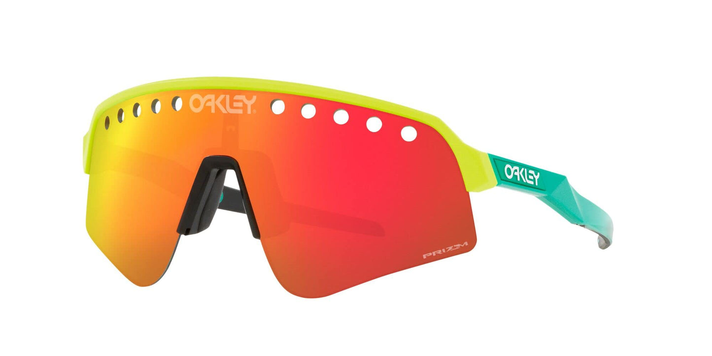 Oakley Men's Oo9465 Sutro Lite Sweep Rectangular Sunglasses, Tennis Ball Yellow/Prizm Ruby, 39 mm