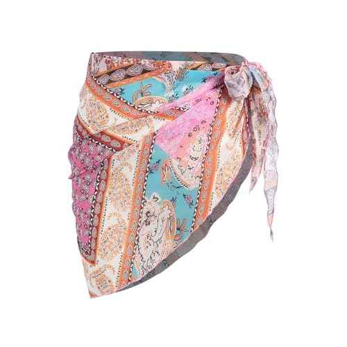 ZAFUL Boho Beach Cover Ups for Women Sarong Coverups Sheer Bikini Chiffon Wraps Skirts for Swimwear