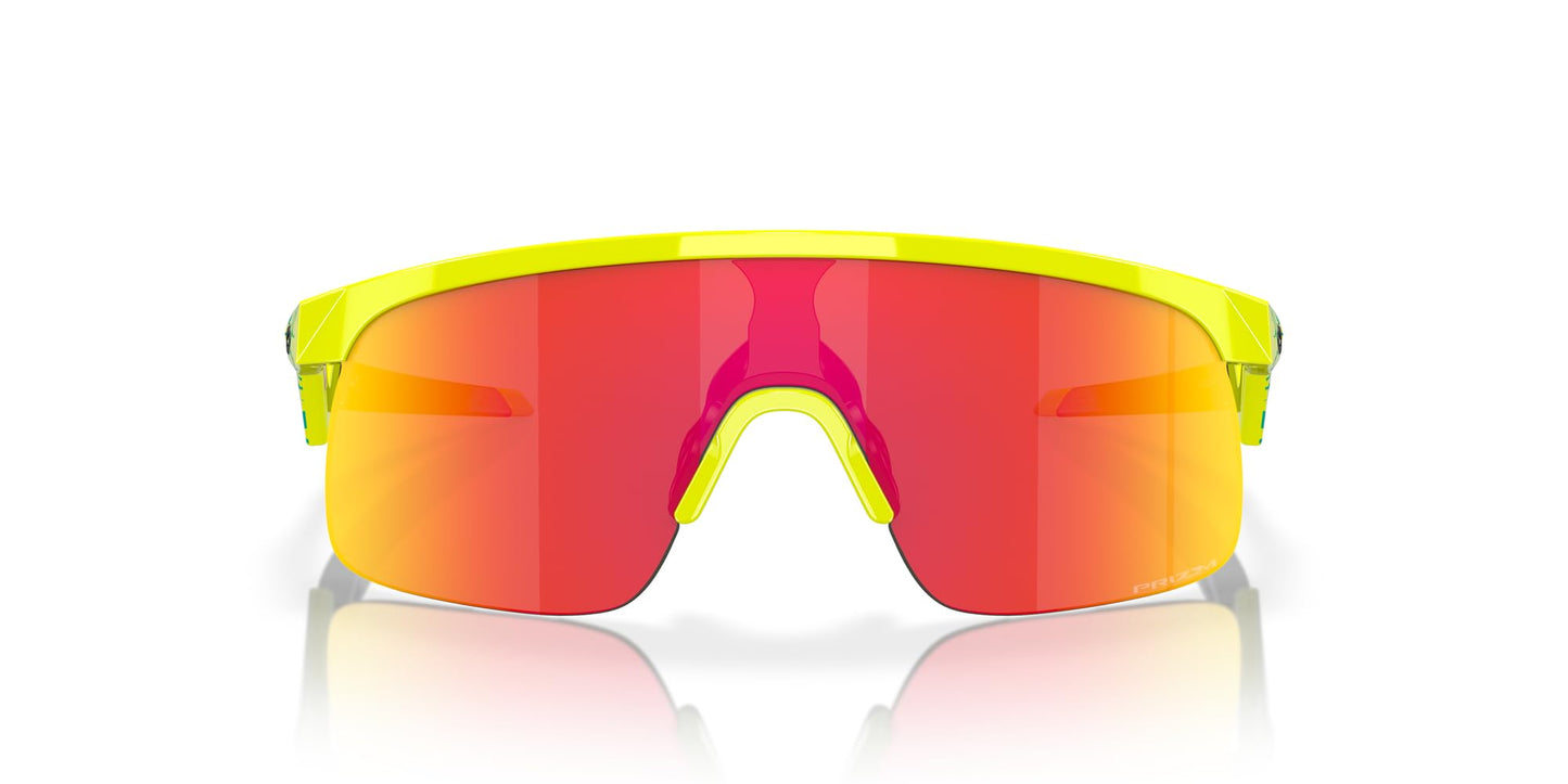 Oakley OJ9010 Resistor Rectangular Sunglasses, Inner Spark Tennis Ball Yellow/Prizm Ruby, 23 mm