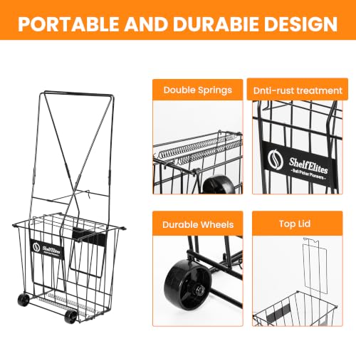 ShelfElites Large Portable Tennis Ball Hopper with Handle - Ball Collector & Storage for Court, Practice & Training