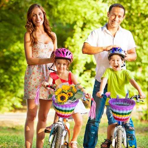 Kids Bike Basket Set,Girl Bike Basket Handwoven,Bike Baskets for Kids,Install Detachable,Fits Most Bikes,Stationary Bike, Ebike, Road Bike