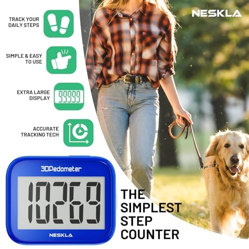 3D Pedometer for Walking, Simple Step Counter for Walking with Large Digital Display, Step Tracker with Removable Clip Lanyard, Accurately Track Steps for Men Women Kids Adults Seniors