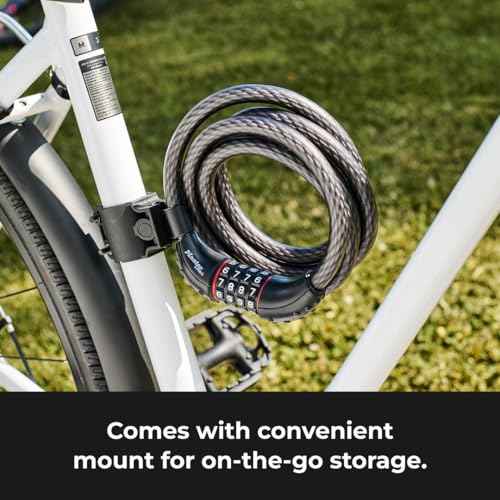 Master Lock Cable Lock, Set Your Own Combination Bike Lock, 6 ft. Long, Black, 8122D