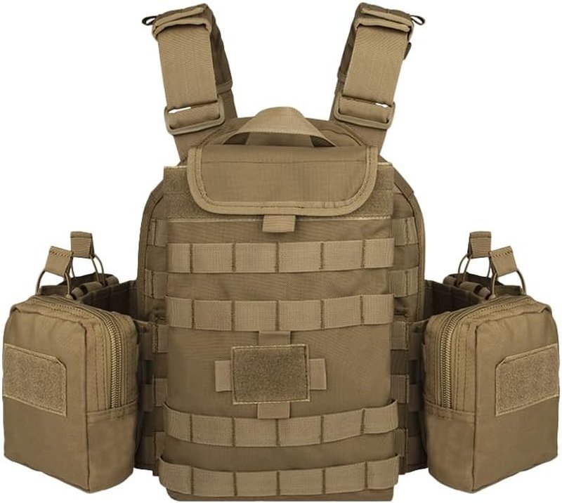 Tactical Training Vest with PALS System - Multi-Pocket, Adjustable Straps & Quick-Release Buckle for Hunting | Black