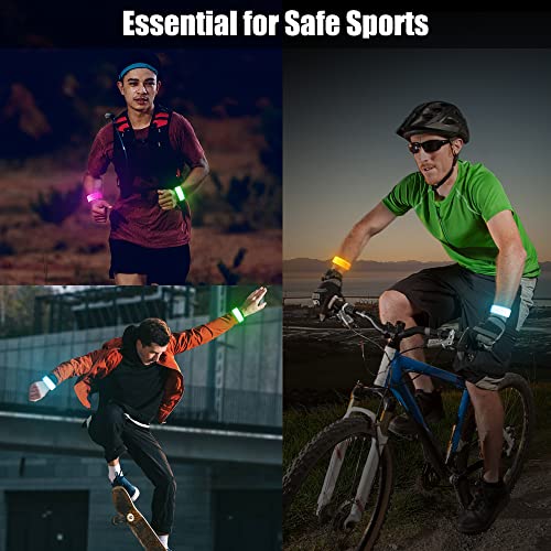 6PCS Led light Up Slap Wristband for Running, Glow In The Dark Slap Bracelets Arm Band Reflective Strips for Night Safety Cycling Walking Concert Camping Party Fishing, Wrist Light Flashing 3 Modes