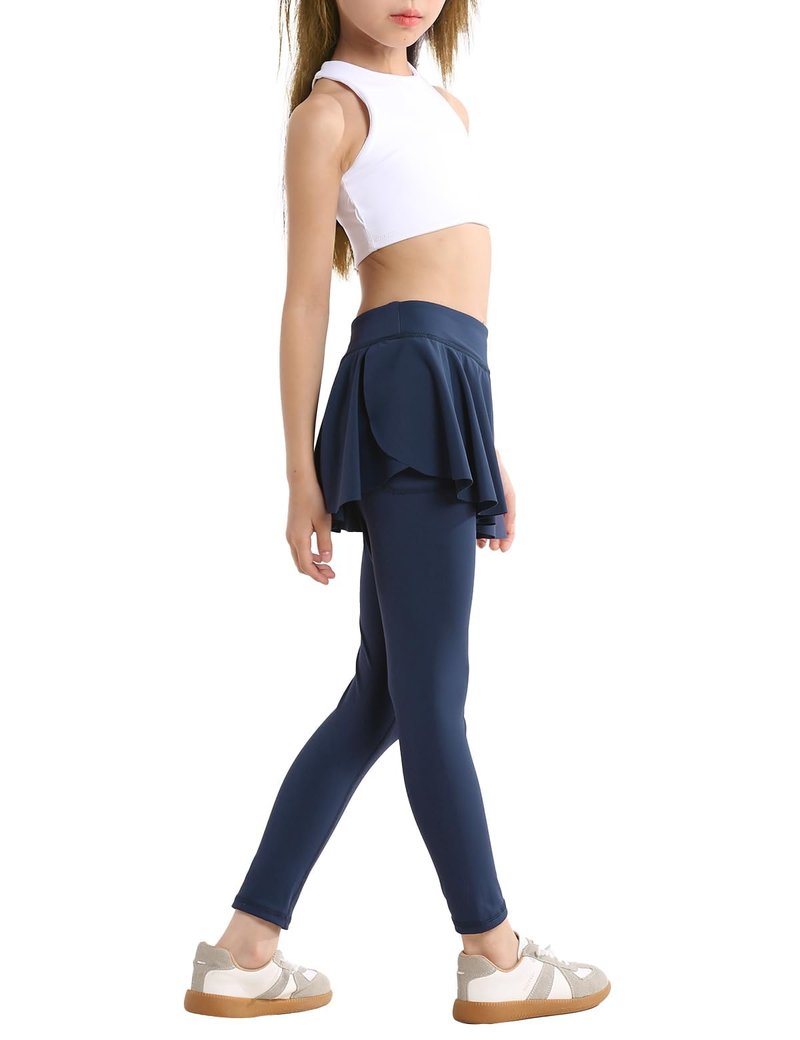 Hvididan Leggings with Skirt for Girls, Navy Blue Size 6 Uniform Pants School for Girls Kids