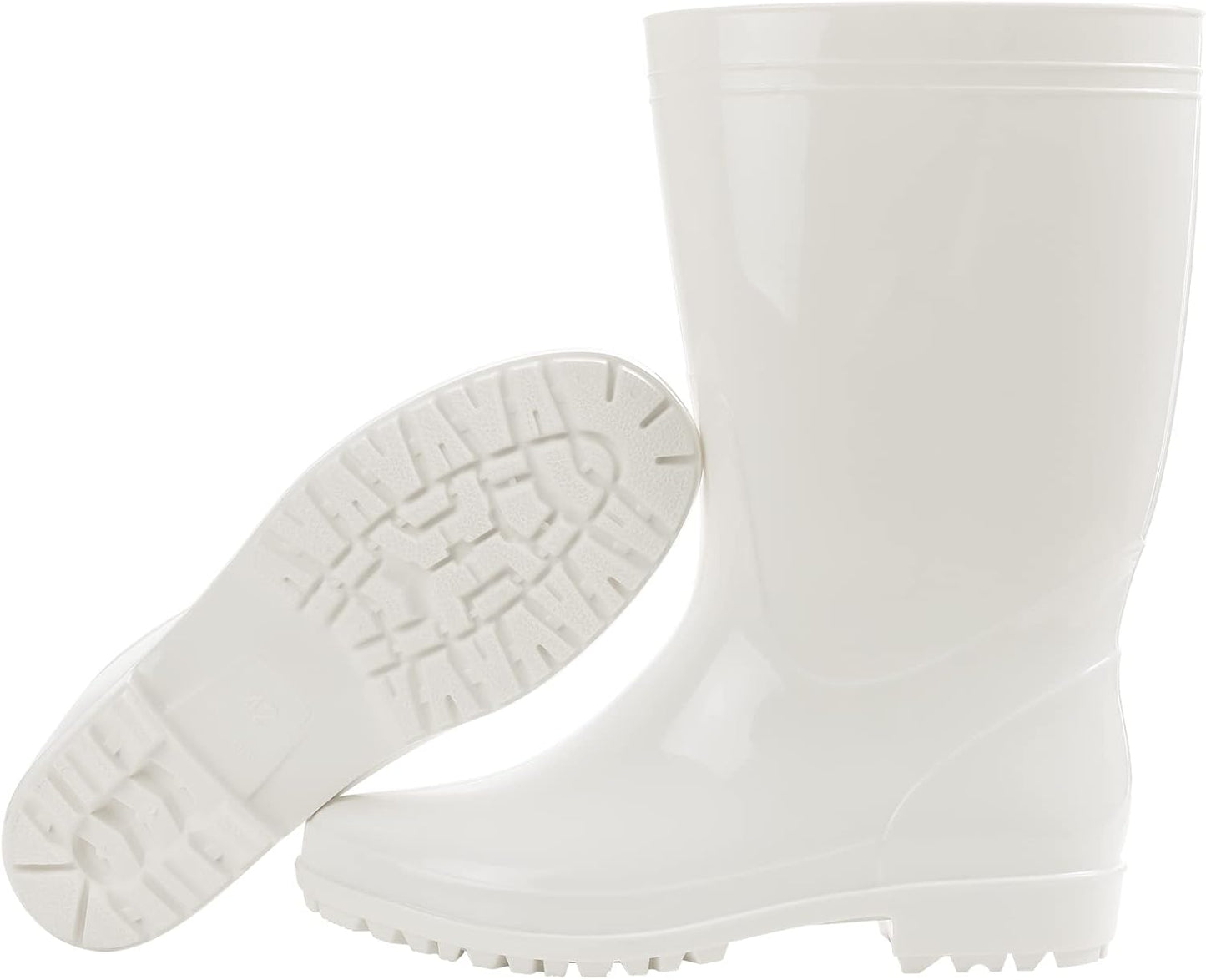 Men's Mid-Calf Waterproof Rain Boots - Anti-Slip Black PVC Outdoor Work Rubber Boots