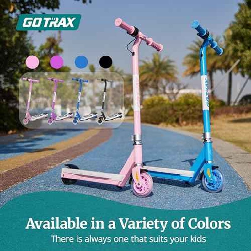 Gotrax Scout Pro Electric Scooter for Kids, Max 3 Mile Range, 6 Mph Speed by 80W Motor and Thumb Throttle, 5" Solid Wheels with Flash Wheel & Deck Lights, Max 110 Lbs Load for Boy & Girl Ages 4-7