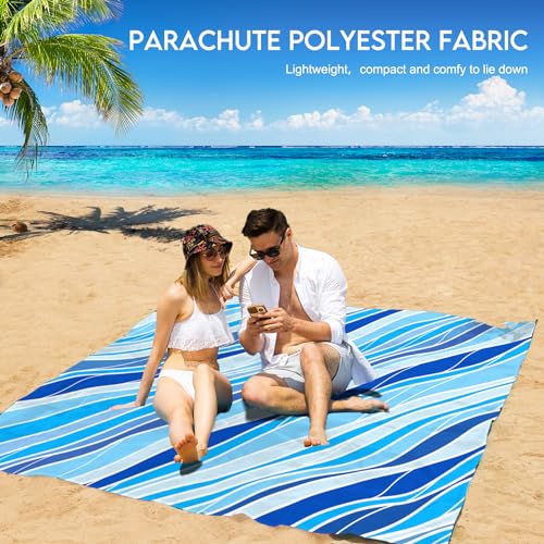 BYDOLL Beach Blanket 78''×81'' 1-5 Adults Oversized Lightweight Waterproof Sandproof Beach Blanket Large Picnic Mat Beach Blanket for Beach Travel Camping Hiking Picnic