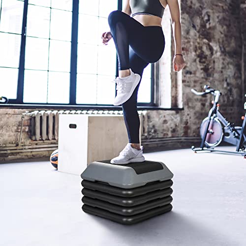 ZENY 16" x 16" High Aerobic Step Aerobics Stepper Platform with 4 Risers, Exercise Workout Stepper, Home Gym Equipment, Fitness Step Platform, Adjustable Aerobic Stepper