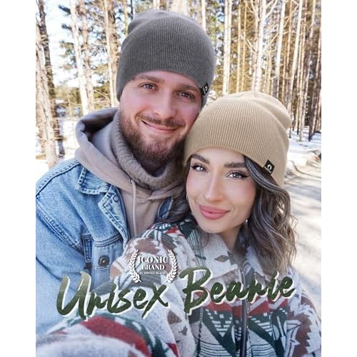 FURTALK Double-Layer Beanie Hats Men Women, Ultra Soft Stretchy Cuffless Winter Hat Unisex Warm Thick Beanie Cap Winter Hat