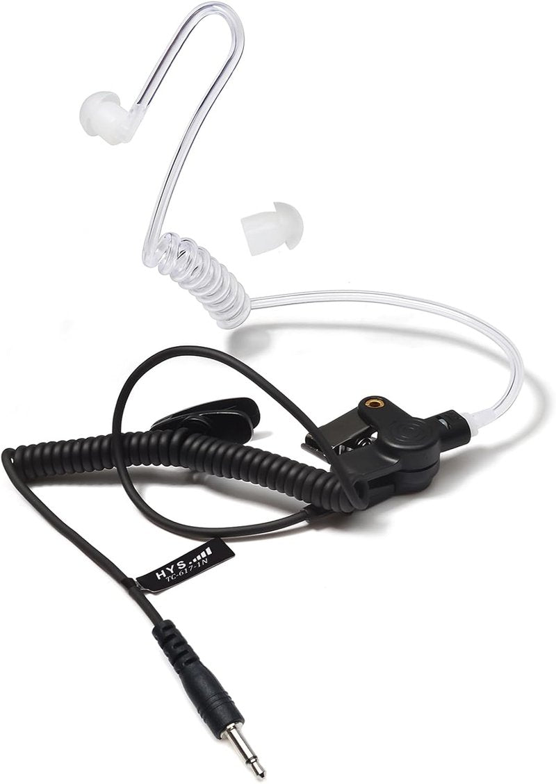 HYS Surveillance Earpiece - 3.5mm Clear Acoustic Coil Tube Headset for Two-Way Radios | Comfortable Fit