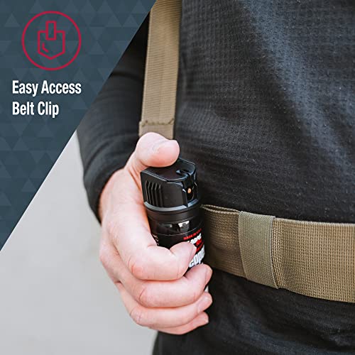 SABRE Crossfire Pepper Gel for Self Defense, Deploys At Any Angle, Maximizes Target Acquisition Against Threats, Easy Carry Belt Clip, Safety Flip Top, Max Police Strength Pepper Spray, 1.5 fl oz