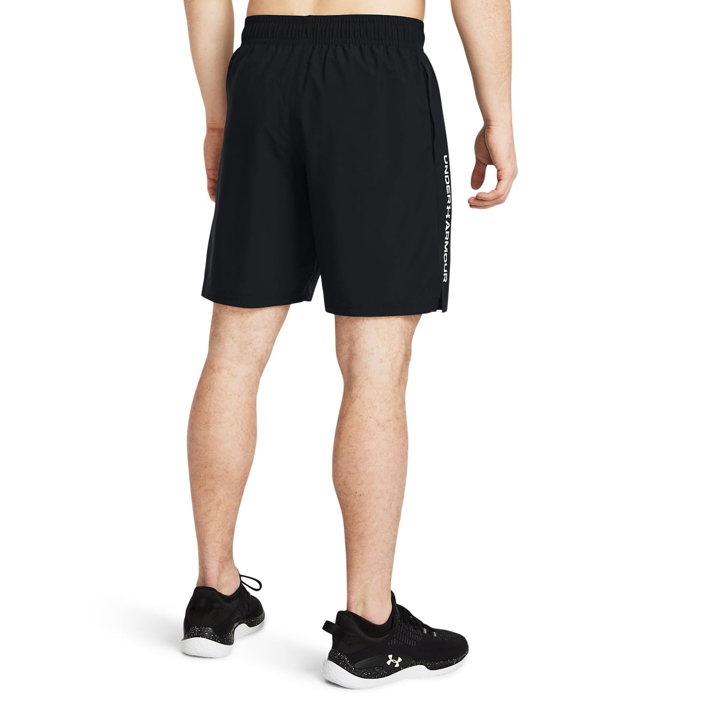Under Armour Men's Woven Wordmark Shorts, (001) Black / / White, Large Tall