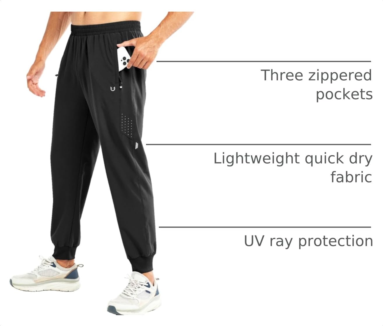 NORTHYARD Men's Athletic Running Pants Lightweight Quick-Dry Joggers Gym Black M