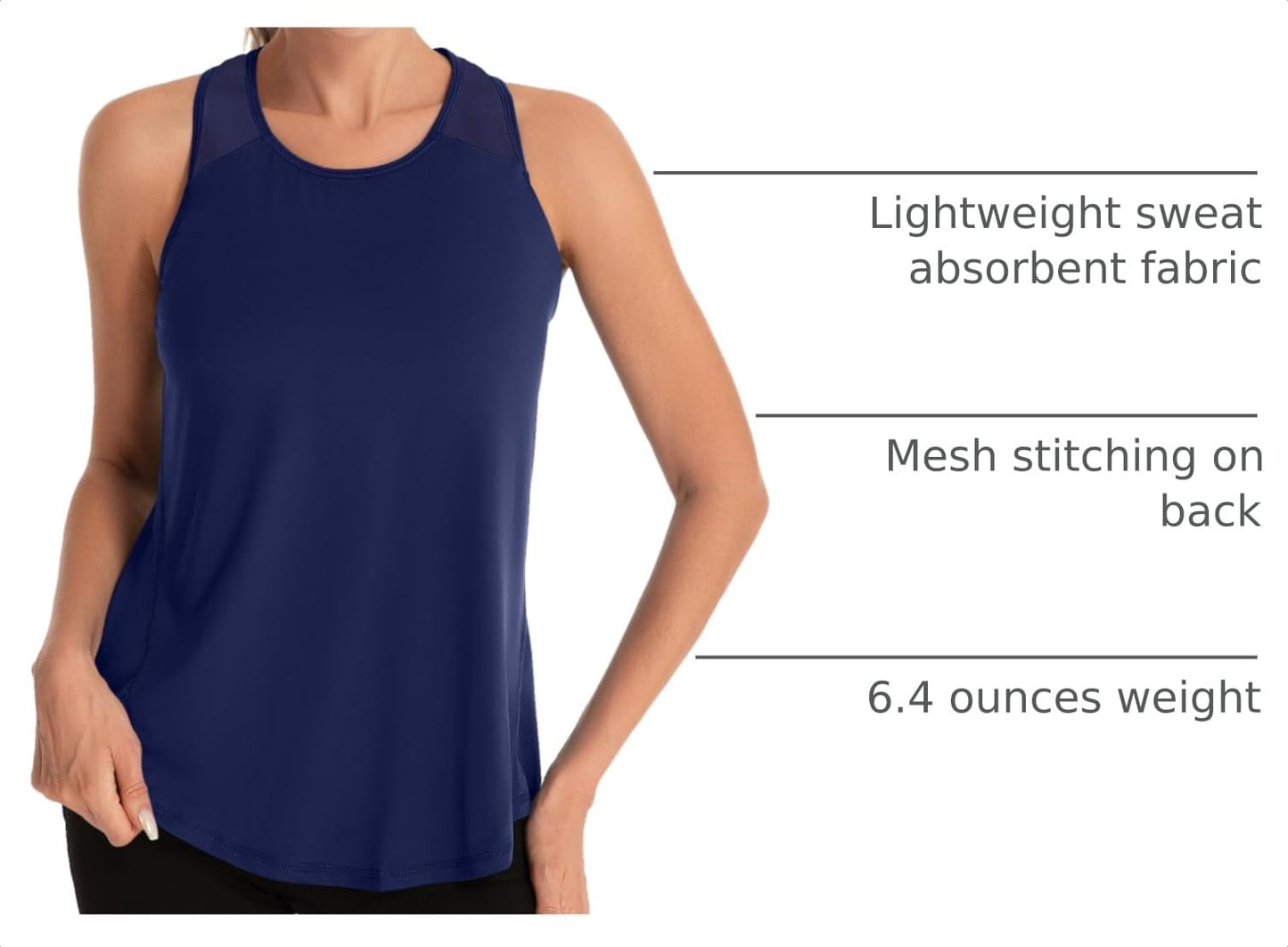 Aeuui Womens Workout Tops for Women Racerback Tank Tops Mesh Yoga Shirts Athletic Running Tank Tops Sleeveless Gym Clothes Navy Blue