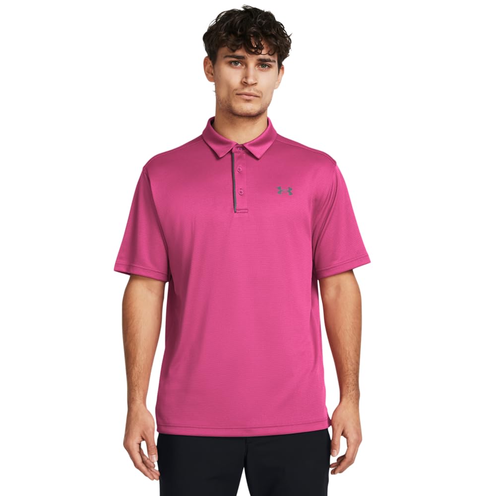 Under Armour Men's Tech Golf Polo, (686) Astro Pink / / Pitch Gray, Small Tall