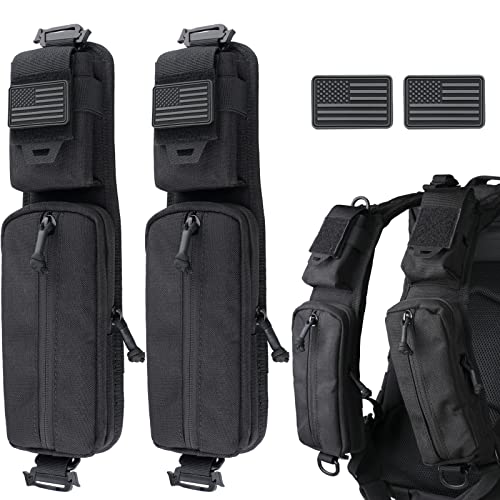 WYNEX Molle Accessories Pouch of Double Zipper Pocket Version, Backpack Strap Pouch Shoulder Strap Molle Attachment Tactical Accessories Bag Shoulder Starps Zipper Pocket Additional Phone Holder