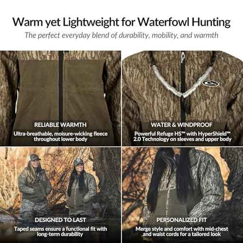 Drake Waterfowl Women's Eqwaderplus Full Zip, Mossy Oak Bottomland, Medium