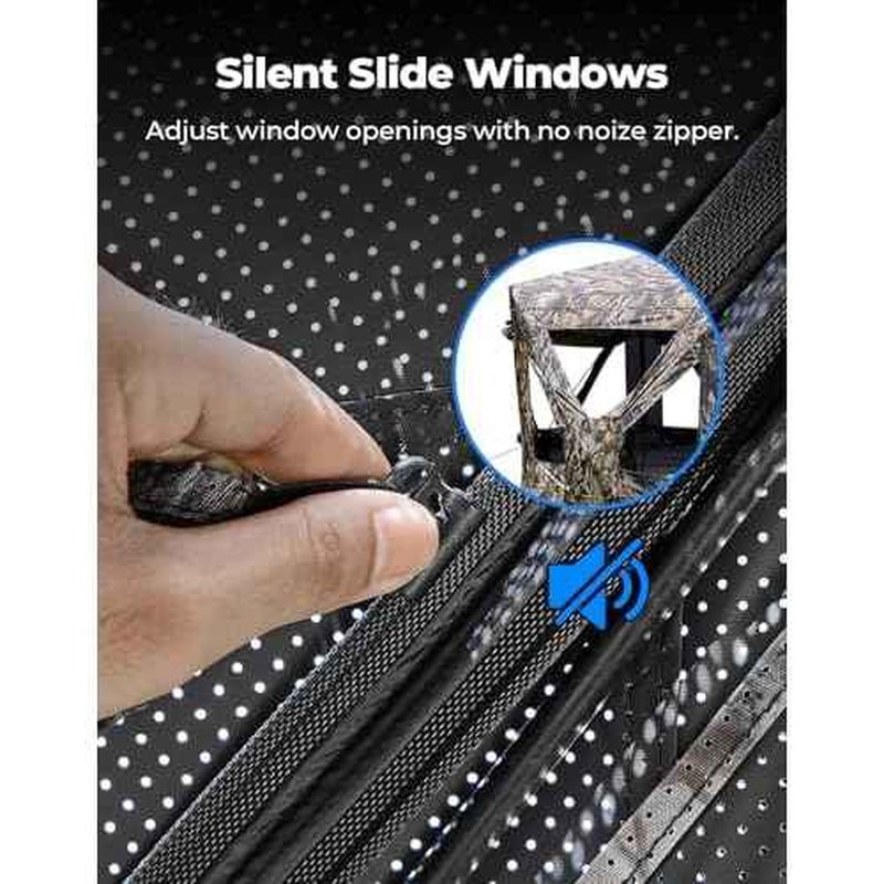 KEMIMOTO Hunting Blinds Ground for Turkey 3-4 Person, 270 Degree See Through with Removable Waterproof Rain Cover and Camouflage Straps, Pop Up Hunting Tent with Safety Reminder Markings (9ft Size)