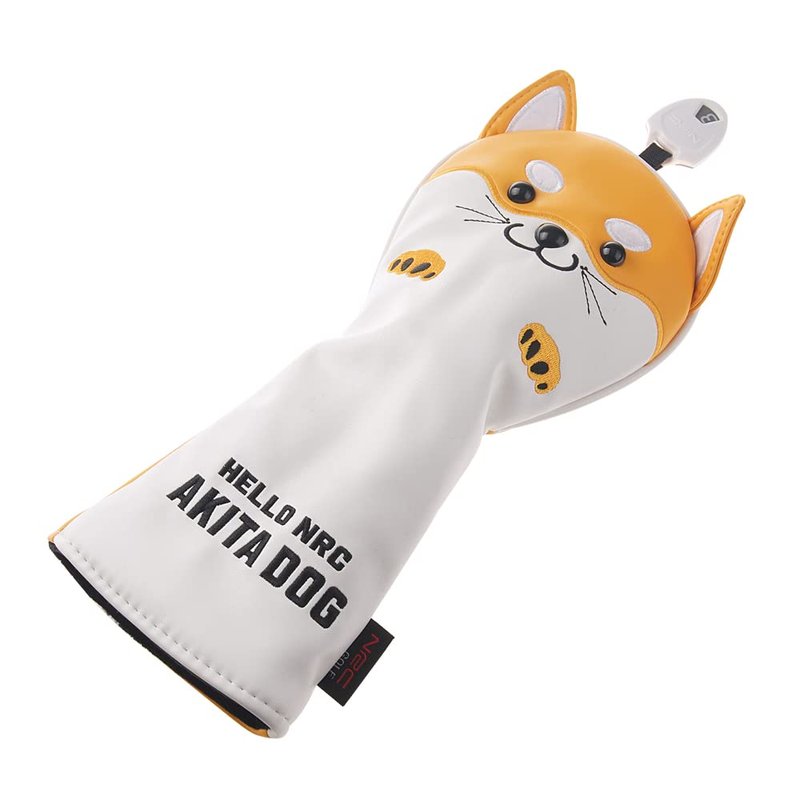 GOOACTION Golf Club Head Cover with Akita Dog Creative Cartoon Animal Pattern Synthetic Leather Yellow Golf Clubs Headcovers (B-Fairway Wood)