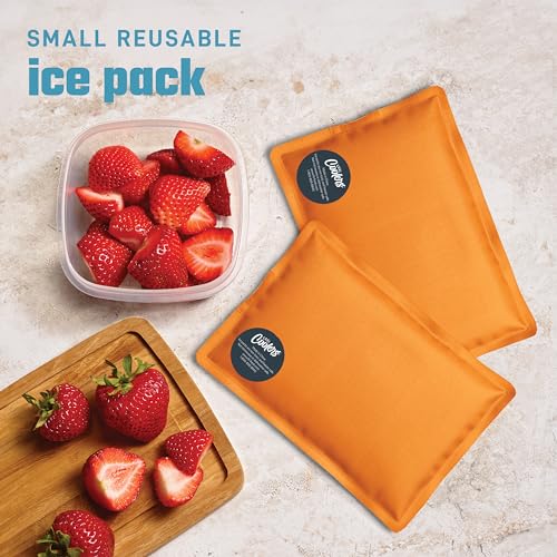 Fit & Fresh Cool Coolers 2 Pack Soft Ice for Lunch Bags, Flexible Stretch Nylon, Durable, Reusable Lunch Box Ice Packs, Ice Packs for Lunch Boxes, Reusable Freezer Packs, Easy to Clean, Apricot