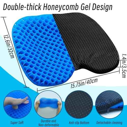 Kayak Seat Cushion - Blue Cooling Gel Kayak Accessory Removable Waterproof Cover | Comfort for Kayak Seats, Fishing, Car seat£¬Office Chair & Outdoor Use