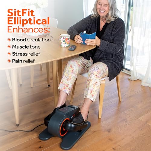 SITFIT Leg Exerciser While Sitting for Seniors - Under Desk Elliptical Machine, Under Desk Motorized Pedal Exerciser, Ellipse Leg Exerciser as seen on tv, Leg Exercise Machine 100% Assembled for Rehab