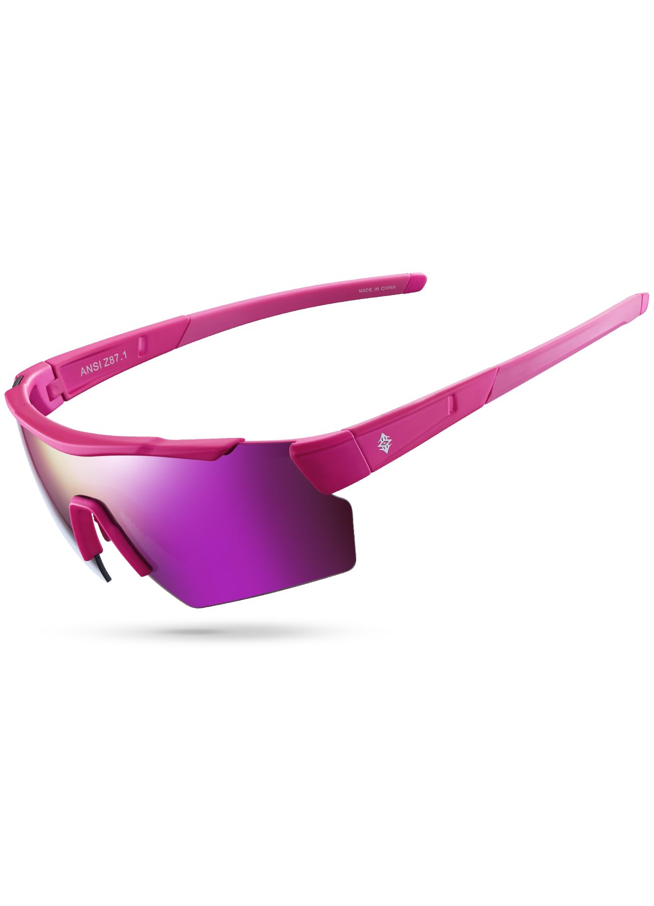 AMANEEST Z87 Sunglasses for Women Men,Stylish Safety Sunglasses Advanced UV400 Protection,Running Softball Cycling Pickleball Construction,Hot Pink Frame Purple Lens